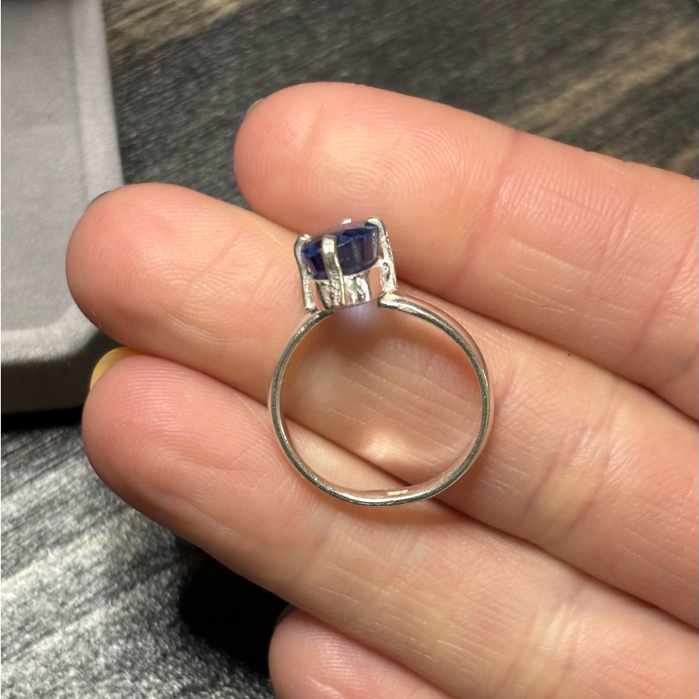 6Ct of Natural Blue Sapphire AGI certified Ring Sz 7.75 in 925 Sterling Silver - Picture 11 of 14